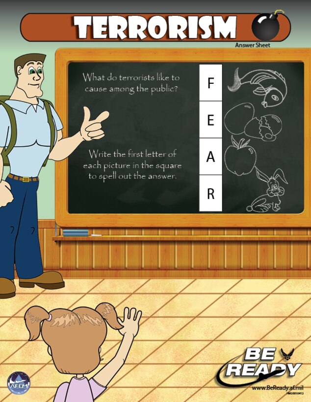 Answers Sheet to the Terrorism Kid Sheet