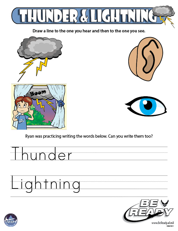 Activity Sheet on Thunder and Lightning