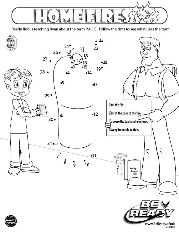 Activity Sheet Ages 4-7 on Home Fires for coloring