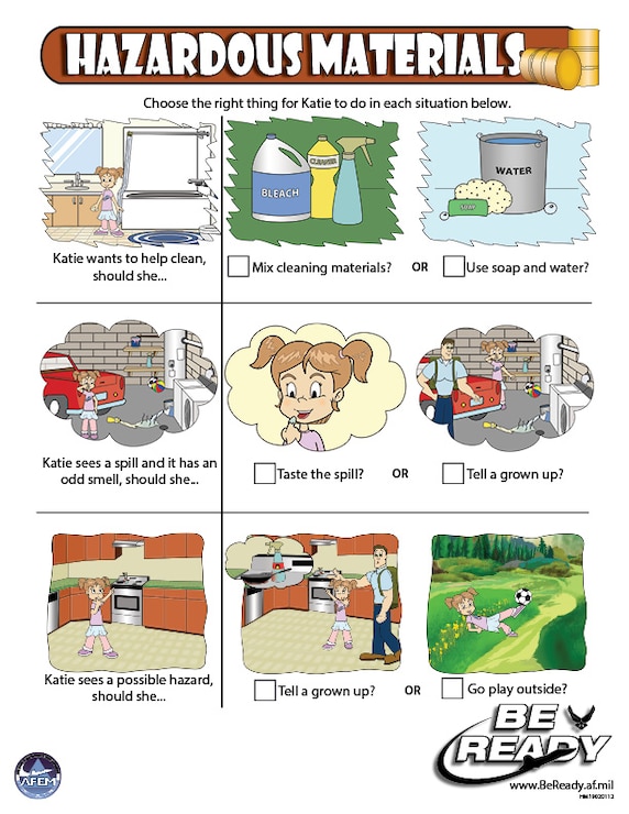 Activity Sheet on Hazardous Materials for coloring