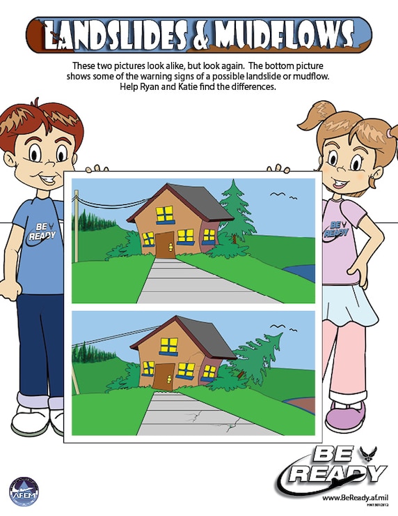 Activity Sheet on Landslides and Mudflows ages 4-7