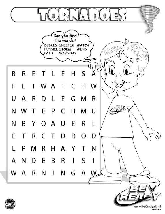 Activity Sheet Ages 4-7 on Tornadoes for coloring
