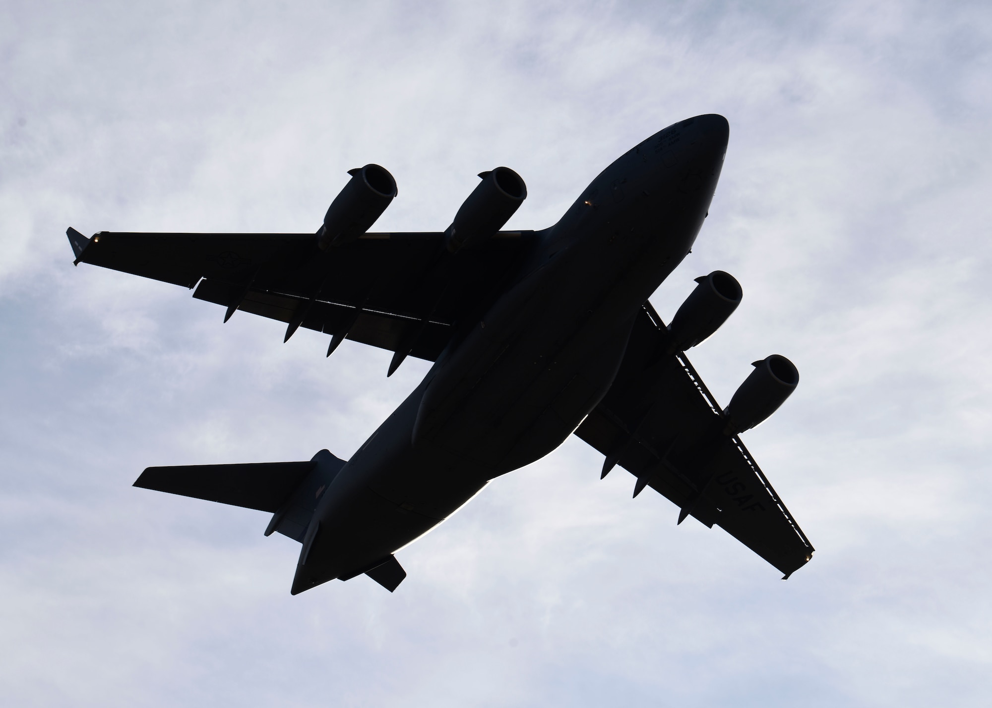 A U.S. Air Force C-17 Globemaster III from Joint Base McGuire-Dix-Lakehurst, New Jersey, takes off during exercise Mobility Guardian 2019 at Fairchild Air Force Base, Washington, Sept. 12, 2019. Exercise training is based on realistic mobility operations scenarios including enabling air base opening, executing joint forcible entry, conducting aeromedical evacuation operations and support to
global strike operations. (U.S. Air Force photo by Airman 1st Class Lawrence Sena)