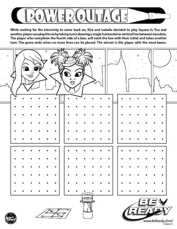 Activity Sheet on Power Outages for coloring Ages 8-12