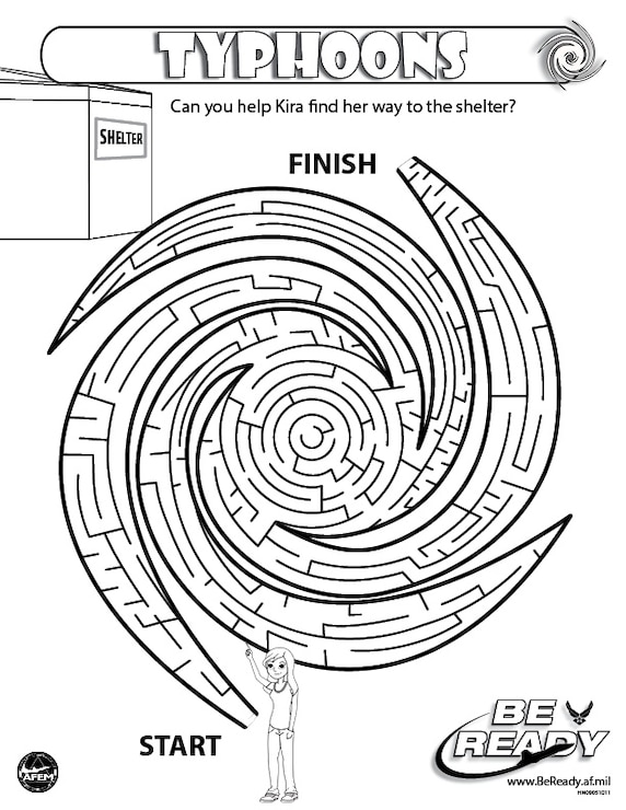 Activity Sheet on Typhoons for Coloring Ages 8-12