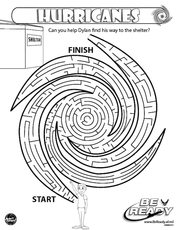 Activity Sheet on Hurricanes for Coloring Ages 8-12