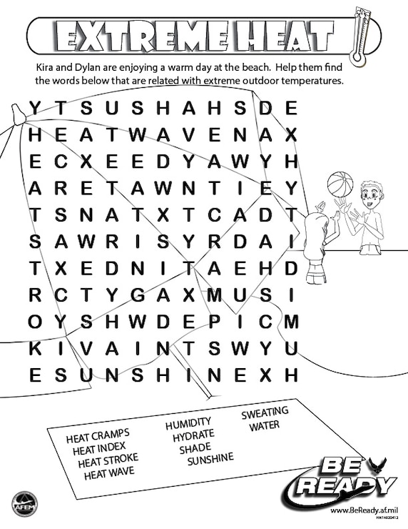 Activity Sheet on Extreme Heat for Coloring Ages 8-12