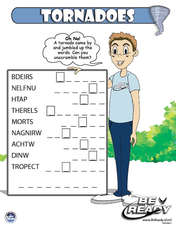 Activity Sheet on Tornadoes Ages 8-12
