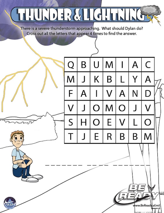 Activity Sheet on Thunder and Lightning Ages 8-12