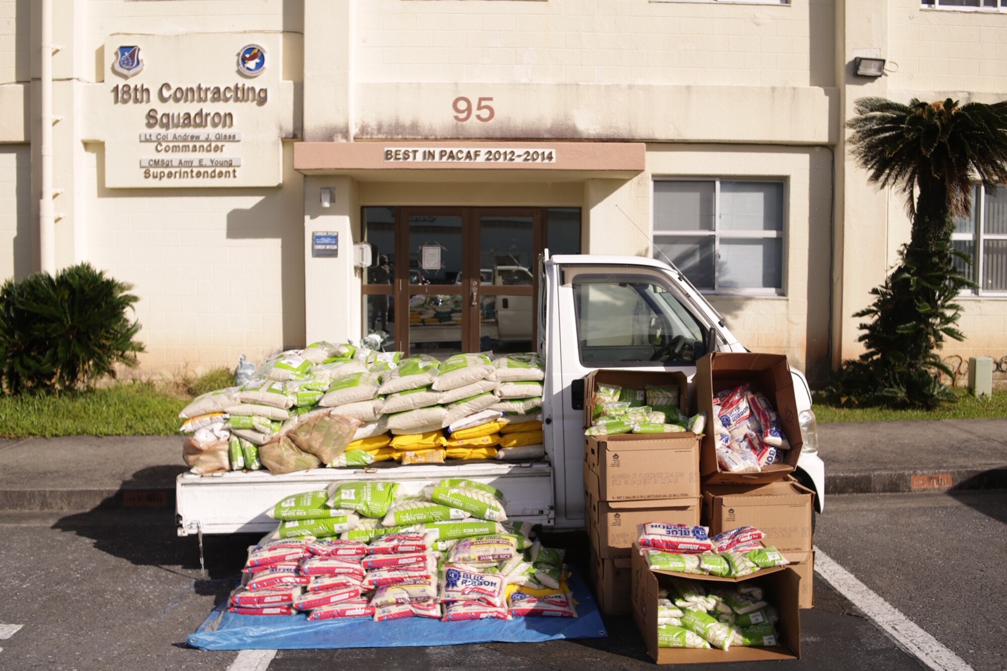 18th CONS donates 3,010 lbs of rice to local shelters