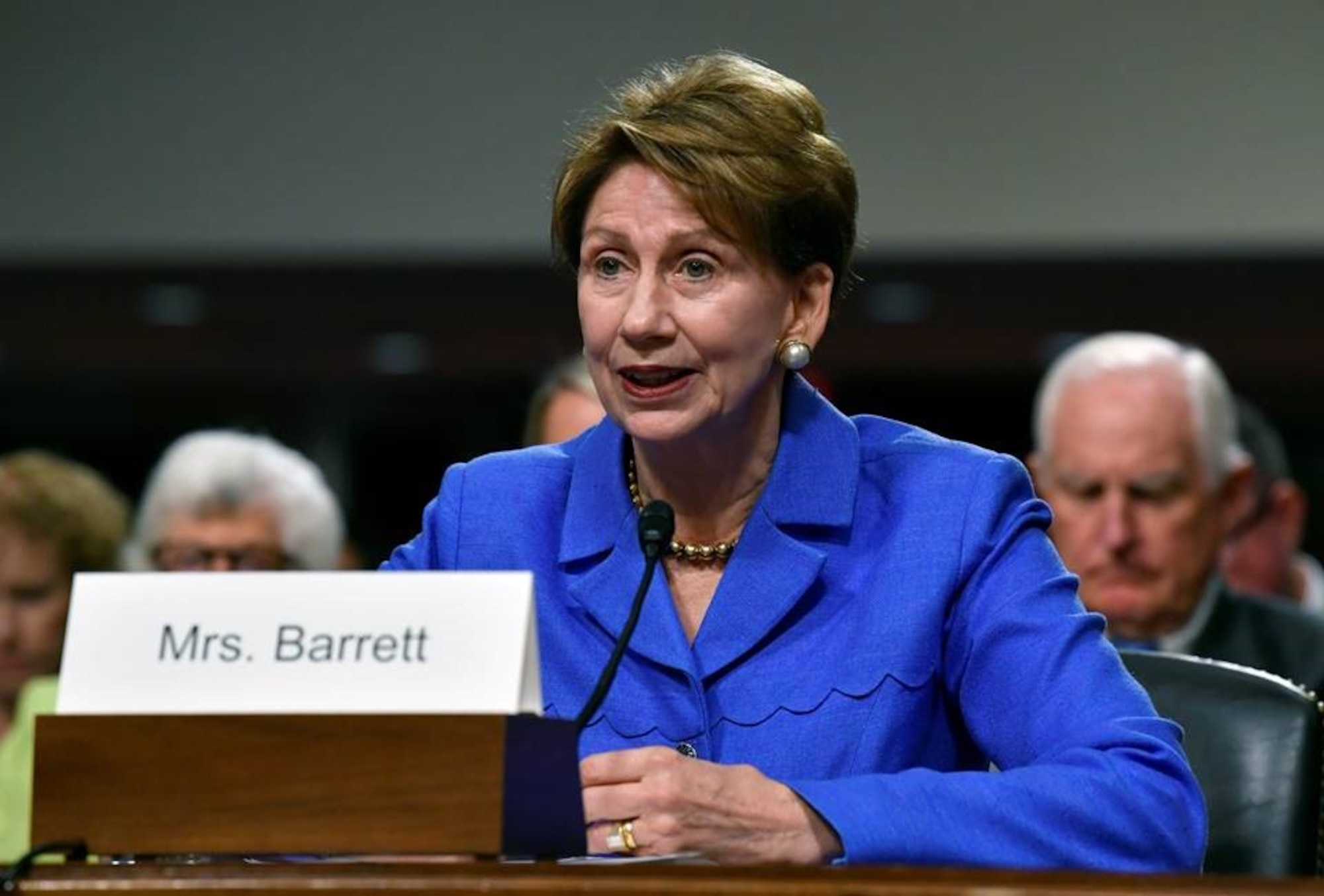 Barbara Barrett, Secretary of the Air Force nominee, testifies before the Senate Armed Services Committee, as a part of the confirmation process, Sept. 12, 2019, in Washington, D.C. (U.S. Air Force photo by Wayne Clark)