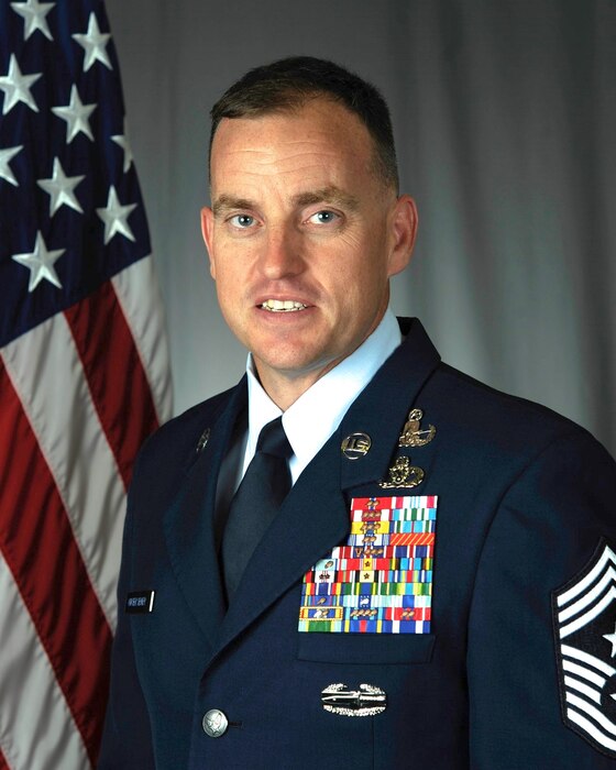 Chief Master Sgt. Jeremy Unterseher, 435th Air Ground Operations Wing and 435th Air Expeditionary Wing command chief. (U.S. Air Force photo by 86th Airlift Wing Public Affairs)