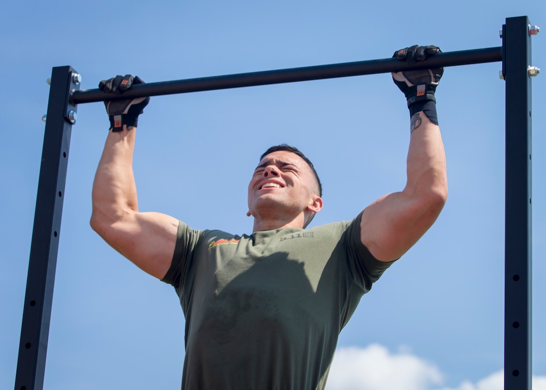 Sgt. Miguel Aguirre, Marine Corps Air Station Cherry Point, N.C., competes in the fourth challenge of the High Intensity Tactical Training Championship at Butler Stadium aboard Marine Corps Base Quantico, Va., Sep. 10, 2019. The fourth challenge consisted of going over the BeaverFit Assault Rig, and race through an obstacle course that has various sprints, crawls, tire flips, sled drags, farmer’s carries, and others totaling over six-hundred yards.
