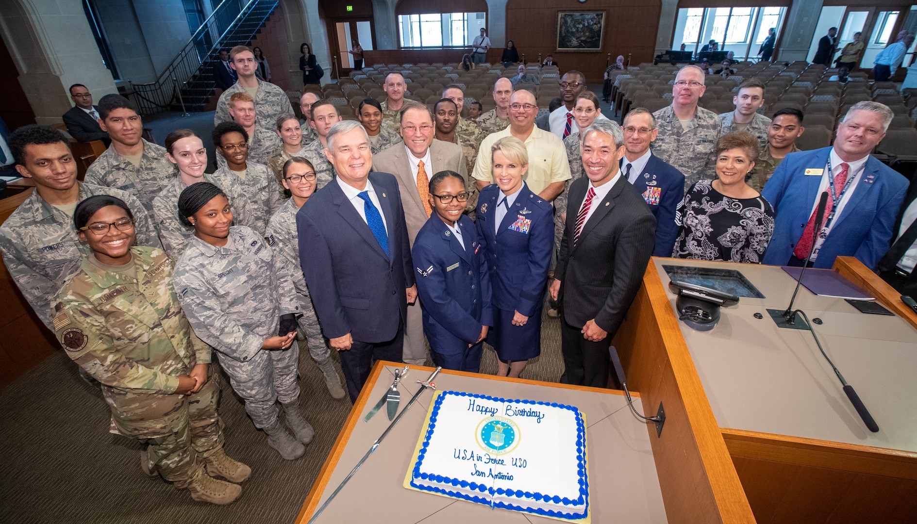 The San Antonio City Council helps celebrate the Air Force’s 72nd Birthday with the 502nd Air Base Wing and Joint Base San Antonio at City Hall Sept. 12.