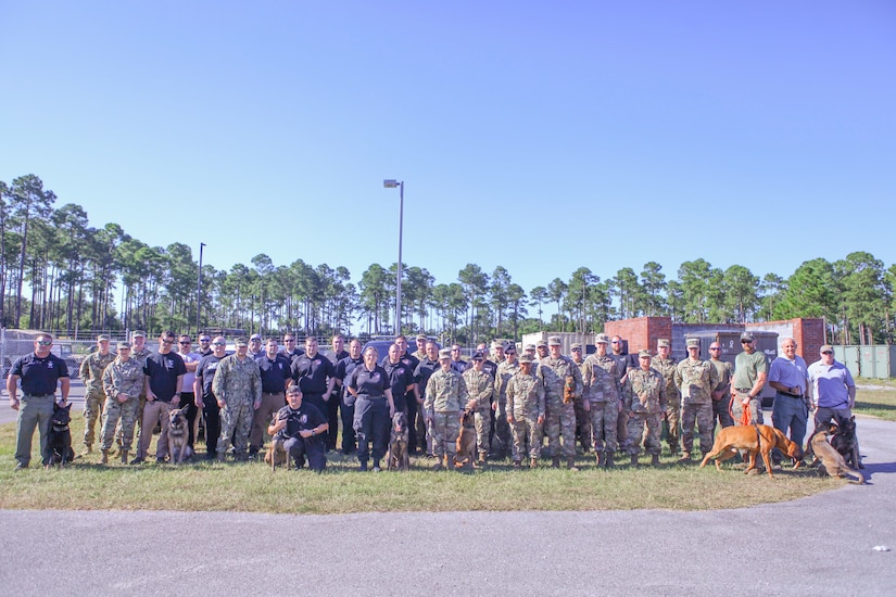 Law Enforcement, Army, Navy, Air Force Participate in Army Reserve K9 Casualty Training