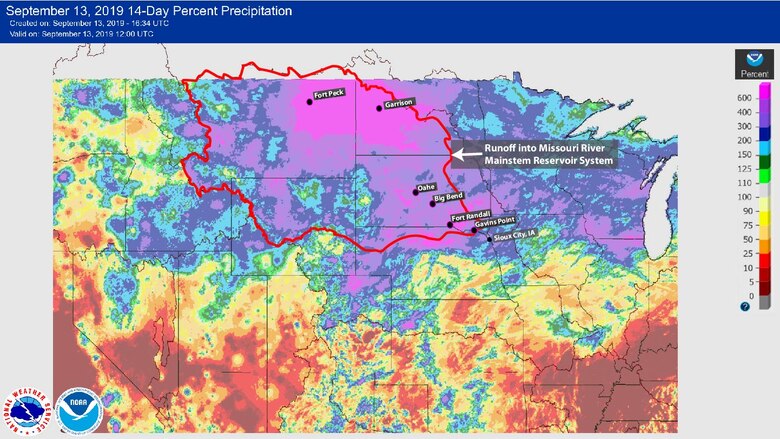 Since September 1, runoff into the Big Bend, Fort Randall and Gavins Point reservoirs, as well as the unregulated James and Vermillion Rivers in South Dakota and the Big Sioux River in South Dakota and Iowa have seen between 3-8 inches of rainfall.
Over the same two-week period, all of North Dakota received between 2-8 inches of rain.