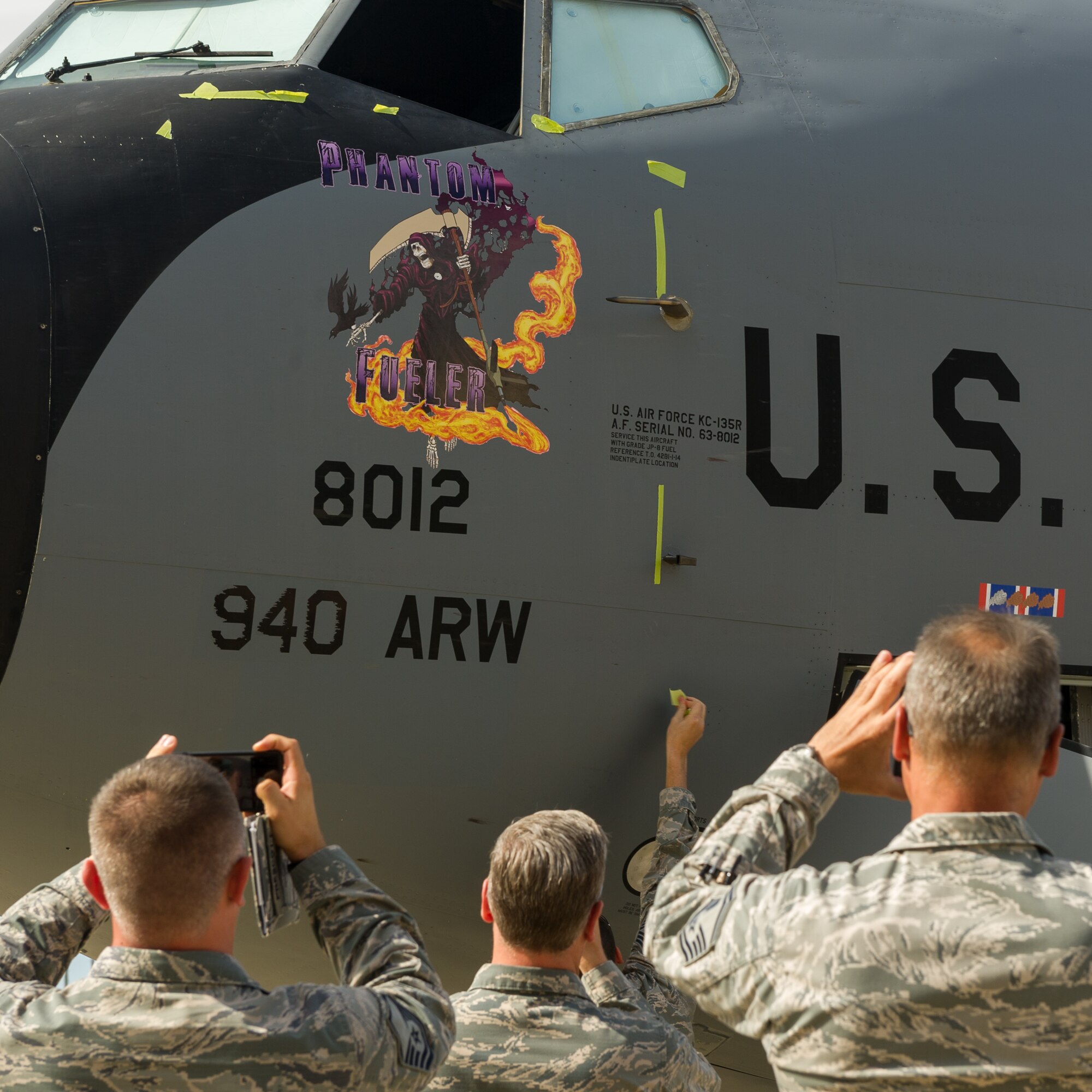 Photo opportunity for the reservist airmem to get close-up photos of nose art.