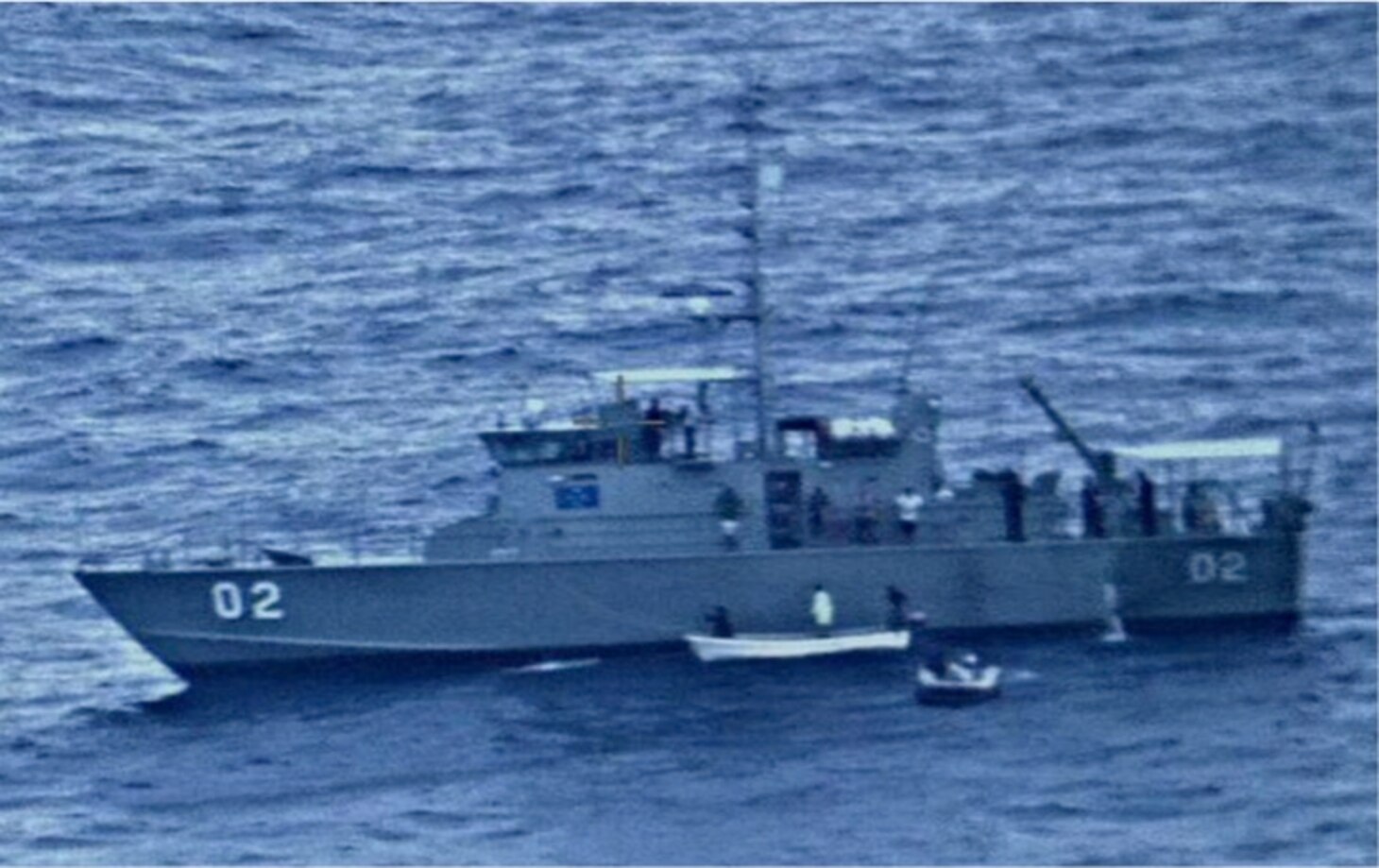 PACIFIC Ocean (September 14, 2019) A US Navy P-8A Poseidon aircraft from Patrol Squadron (VP) 5, the “Mad Foxes" located a vessel Sep. 14 that had been missing nearly a week. The aircraft remained on station while a patrol craft from the Federated States of Micronesia was notified of the vessel's location and was able to take all seven passengers aboard unassisted. The passengers were transported to a hospital in Pohnpei. (Courtesy photo)