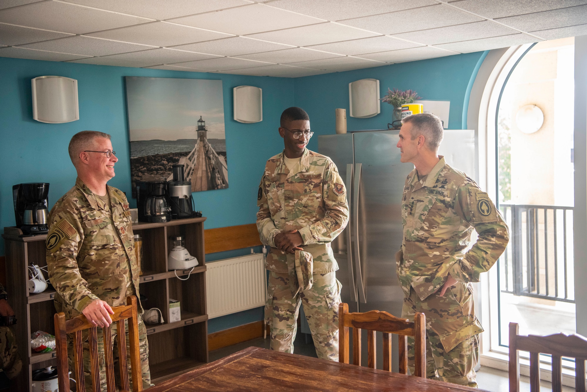 U.S. Army Gen. Richard D. Clarke, United States Special Operations Command commander, tours a 352nd Special Operations Wing dorm at RAF Mildenhall, England, Sept. 12, 2019. The mission of the 352nd SOW, part of Air Force Special Operations Command, is to provide combat ready, responsive, specialized airpower and combat support to execute the full spectrum of SOF missions. (U.S. Air Force photo by Airman 1st Class Joseph Barron)