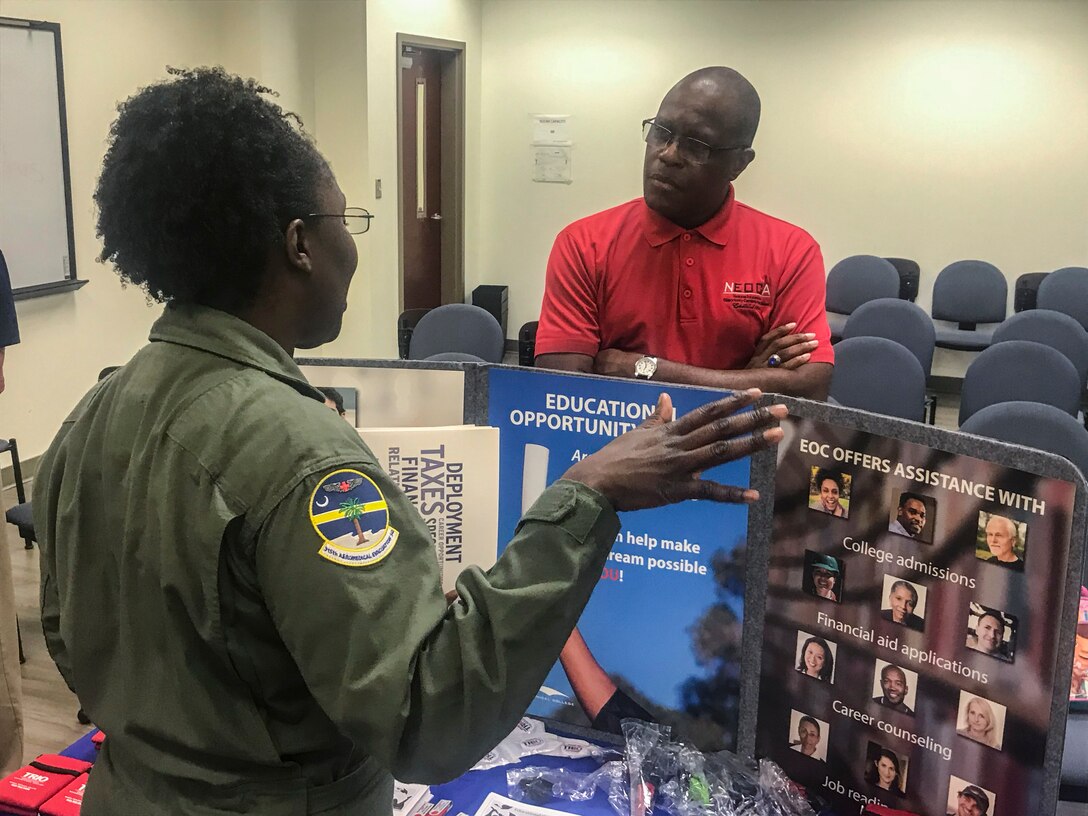 Are you looking for a civilian job, education opportunities, or ways to access military resources, like confidental non-medical counseling, as a service member? The Rising Six Association of JB Charleston, South Carolina, hosted a networking event Sep. 14, 2019, on base, for Airmen of all backgrounds. Through a variety of community based organizations, such as the American Red Cross to Military One Source, the Rising Six Organization facilitated this networking event to help Airmen to reach their educational goals, mental health resilience, employment opportunities and much more.