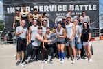 Air Force members pose for a photograph after winning the 2019 Alpha Warrior Inter-Service Battle Sept. 14, 2019, at the Alpha Warrior Proving Grounds, Selma, Texas. The Army came in second place and the Navy third place. The Air Force partnered with Alpha Warrior three years ago to deliver functional fitness training to Airmen and their families.