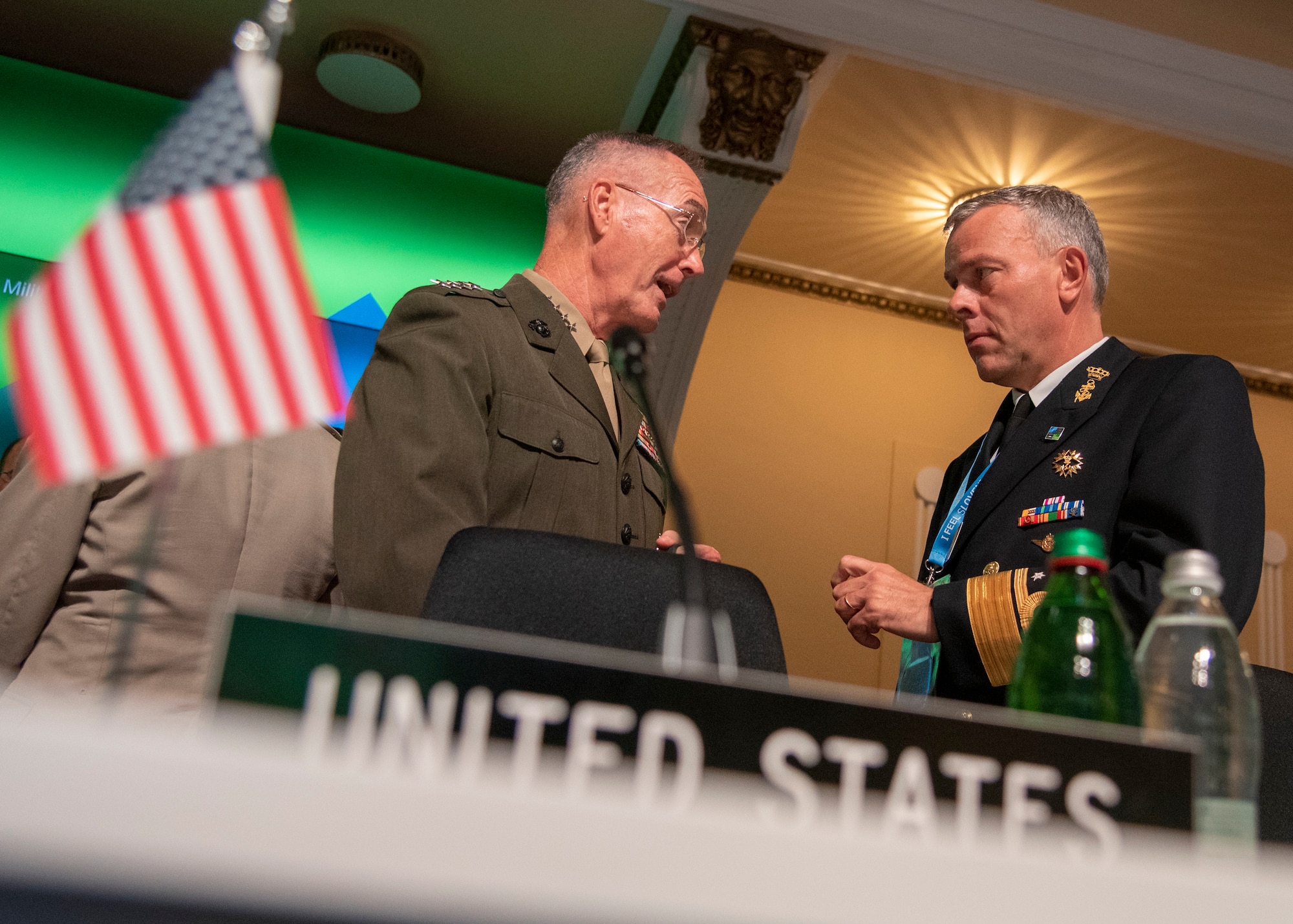 Marine Corps Gen. Joe Dunford, chairman of the Joint Chiefs of Staff, arrives at the North Atlantic Treaty Organization Military Committee Conference in Ljubljana, Slovenia,  Sept. 13, 2019.