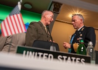 Marine Corps Gen. Joe Dunford, chairman of the Joint Chiefs of Staff, arrives at the North Atlantic Treaty Organization Military Committee Conference in Ljubljana, Slovenia,  Sept. 13, 2019.