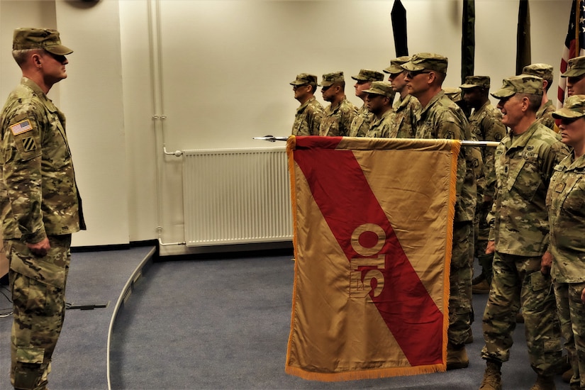 SEMBACH, Germany—U.S. Army Reserve Col. Scott K. Thomson, Deputy Commander of the 7th Mission Support Command, officiates the activation of the 510th Regional Support Group and subordinate units in a ceremony held here at United Sates Army Garrison, Rheinland-Pfalz Sembach Kaserne on Sept. 14, 2019.