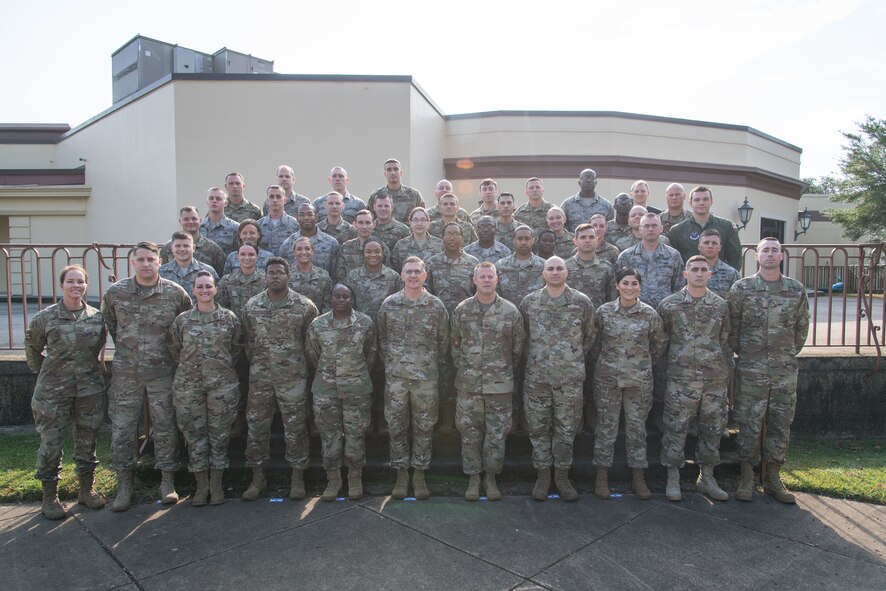 Gen. Tim Ray, Air Force Global Strike Command commander, poses for a photo with Striker Stripe attendees at Barksdale Sept. 10, 2019.