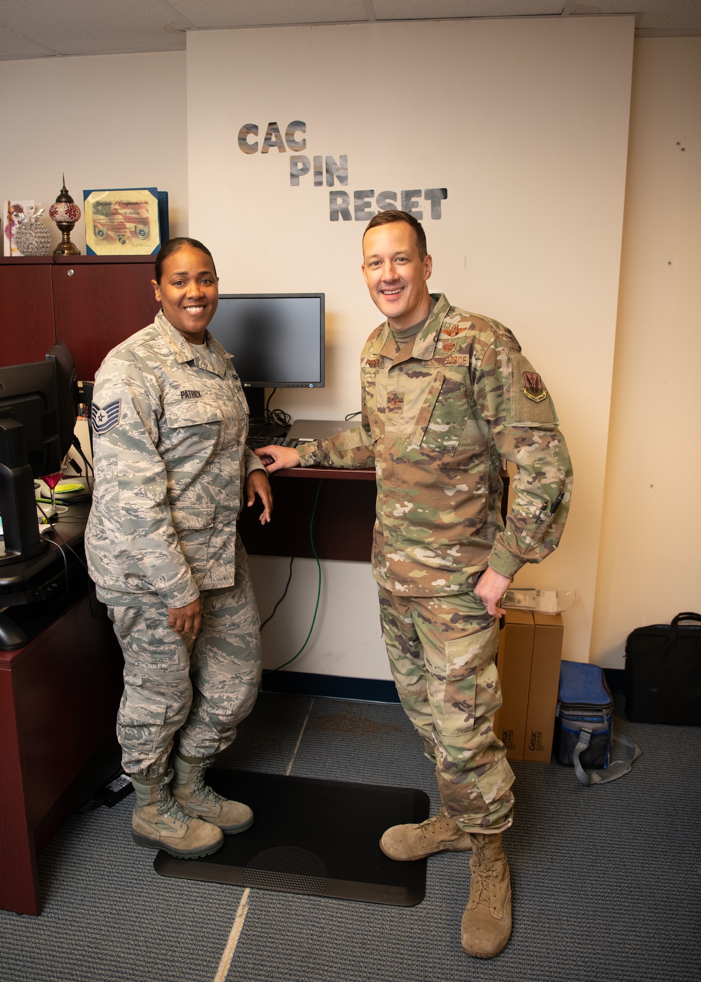 The 192nd Wing command team tours the base at Joint Base Langley-Eustis, Virginia.