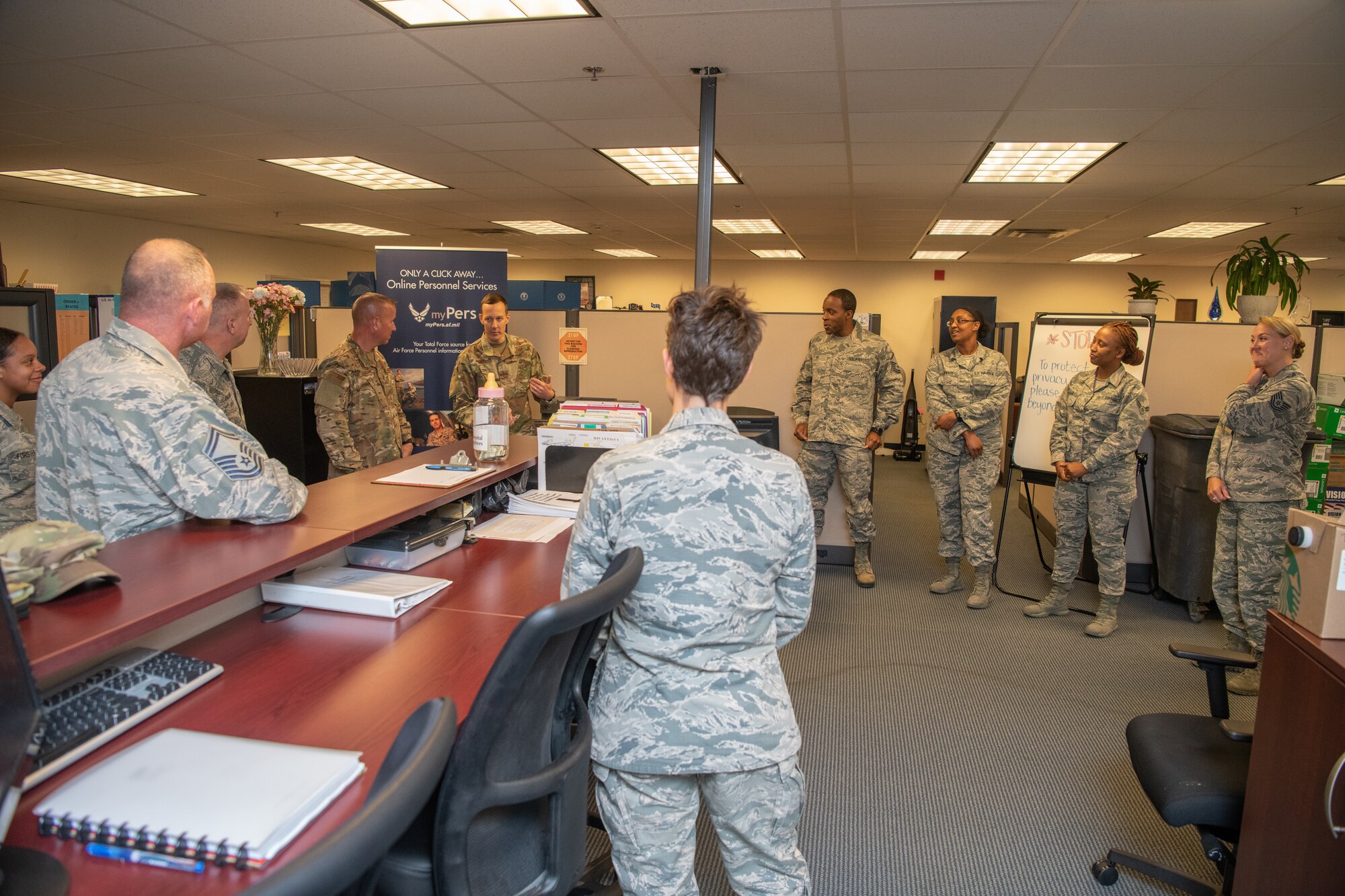 The 192nd Wing command team tours the base at Joint Base Langley-Eustis, Virginia.