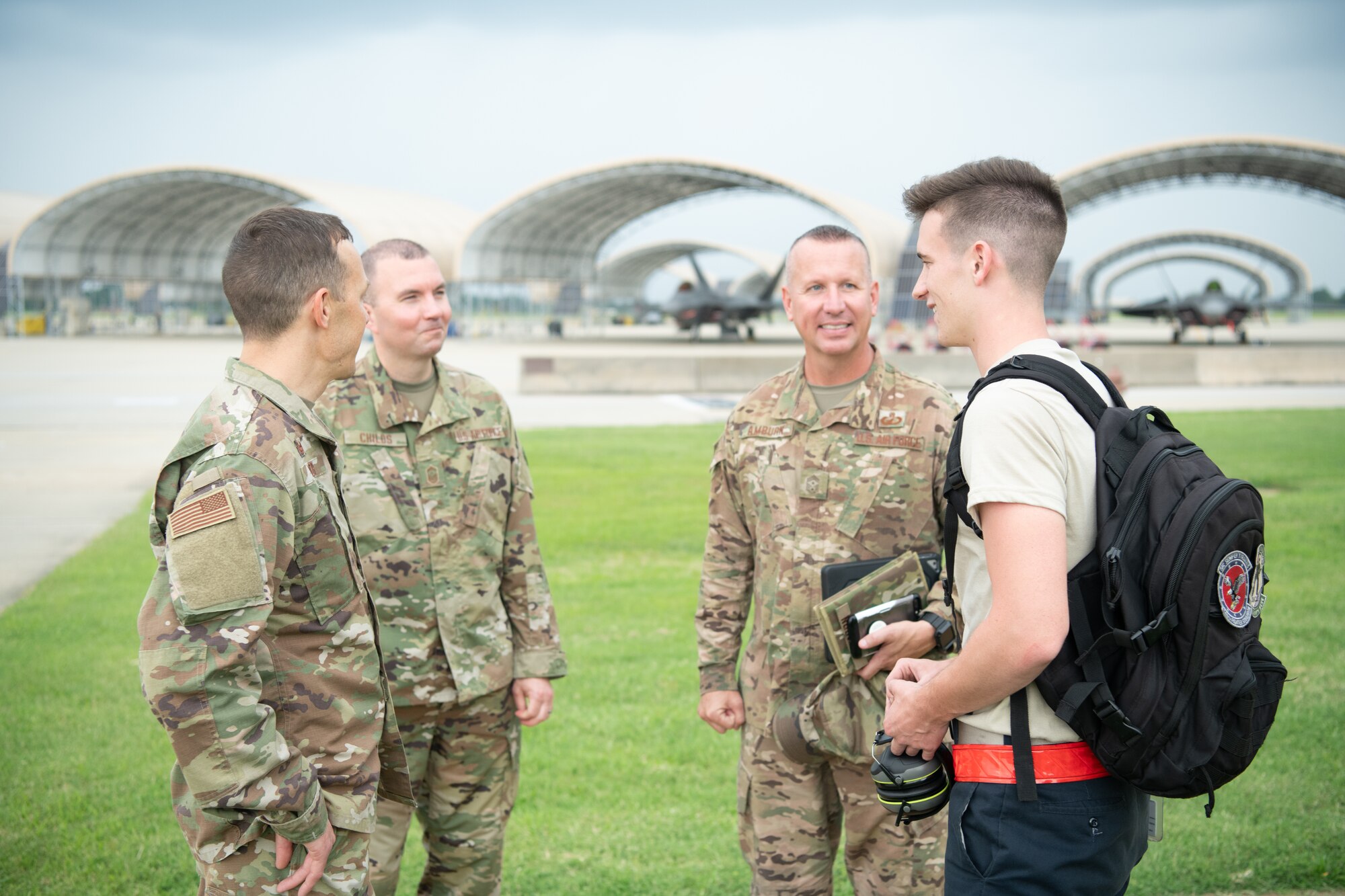 The 192nd Wing command team tours the base at Joint Base Langley-Eustis, Virginia.