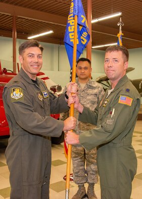 Lt. Col. Judson Darrow assumed command of the 70th Air Refeuling Squadron from Lt. Col. John Benson in a ceremony September 7, 2019, at Travis Air Force Base, Calif.