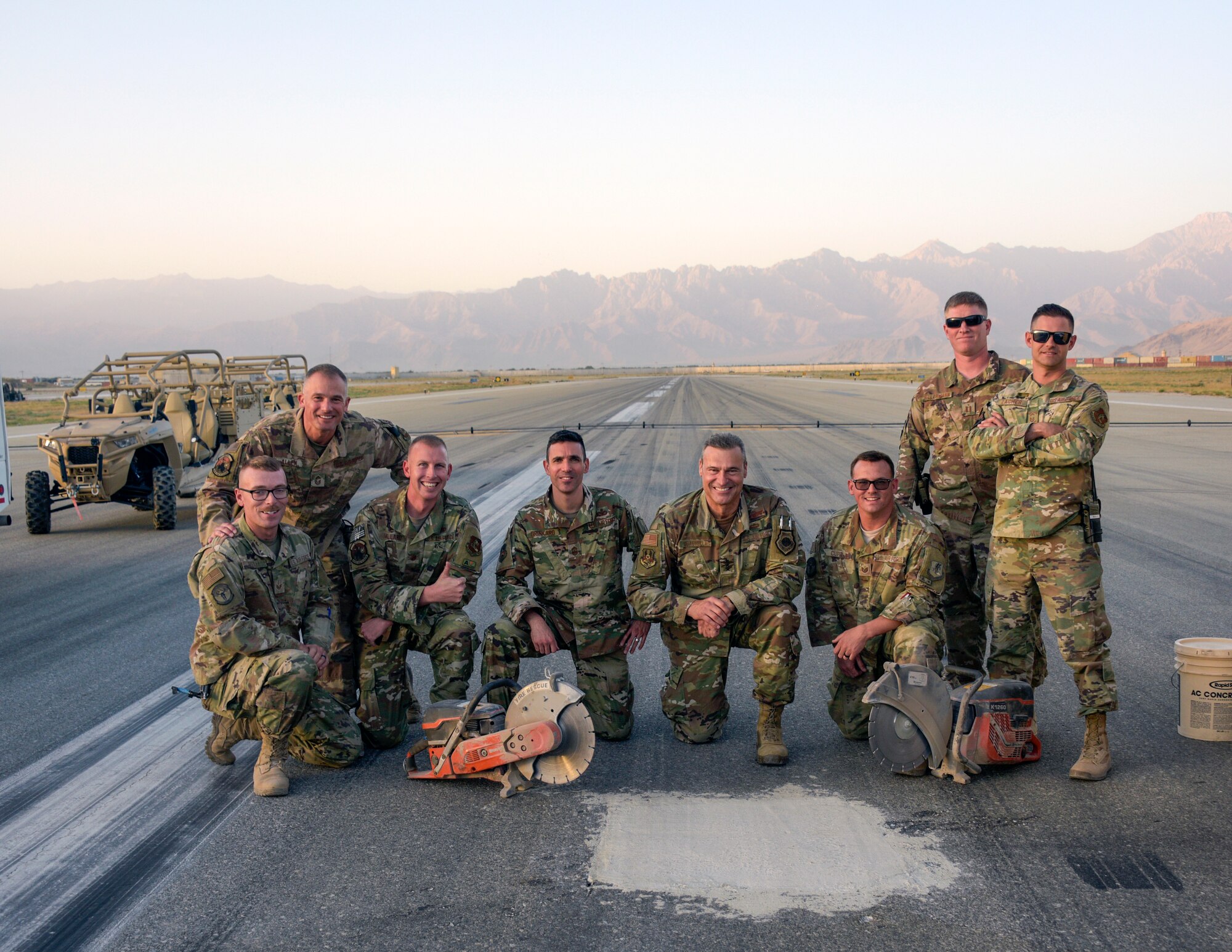 Lt. Gen. Guastella and Chief Master Sgt. Drinkard poses for a group photo.