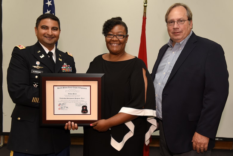 Bradley Potts, U.S. Army Corps of Engineers Nashville District, talks about the benefits of the 2019 Leadership Development Program Level I Course and how he plans to incorporate lessons learned during a graduation ceremony Sept. 12, 2019 at the Scarritt Bennett Center in Nashville, Tenn. (USACE Photo by Lee Roberts)