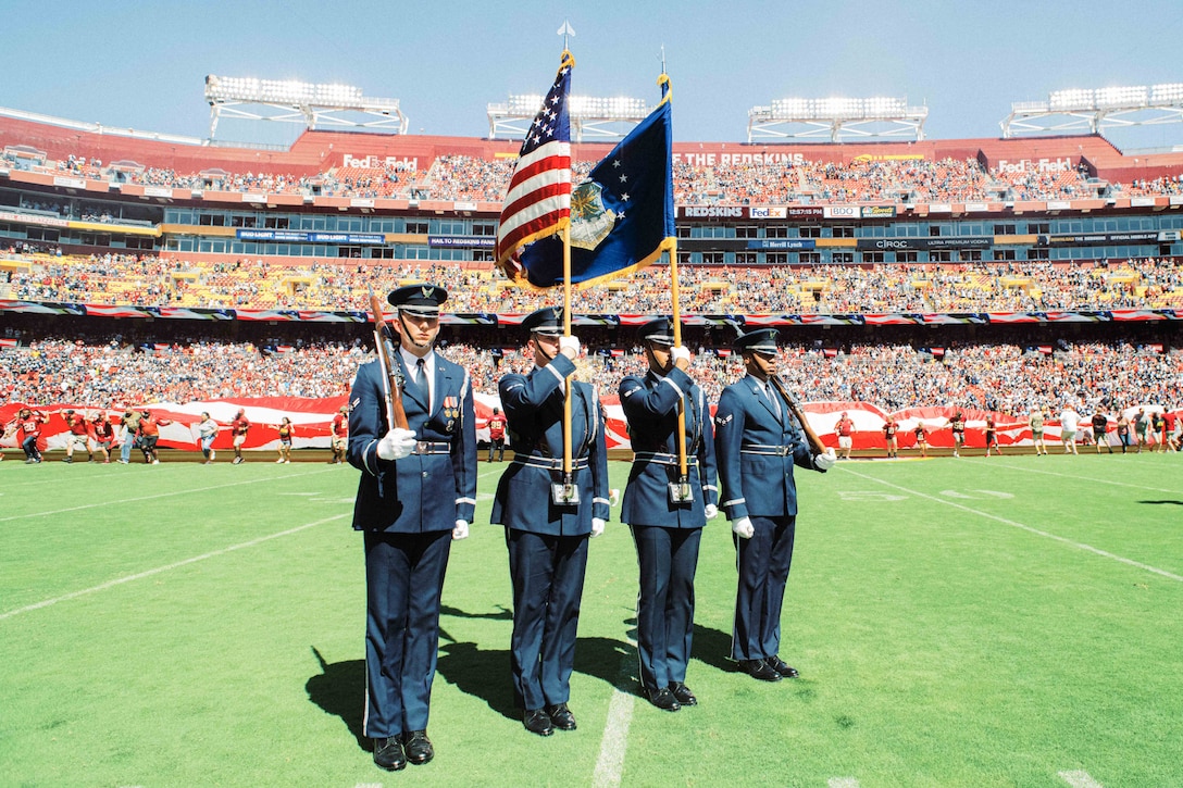 USAF Honor Guard kicks off Redskins Game