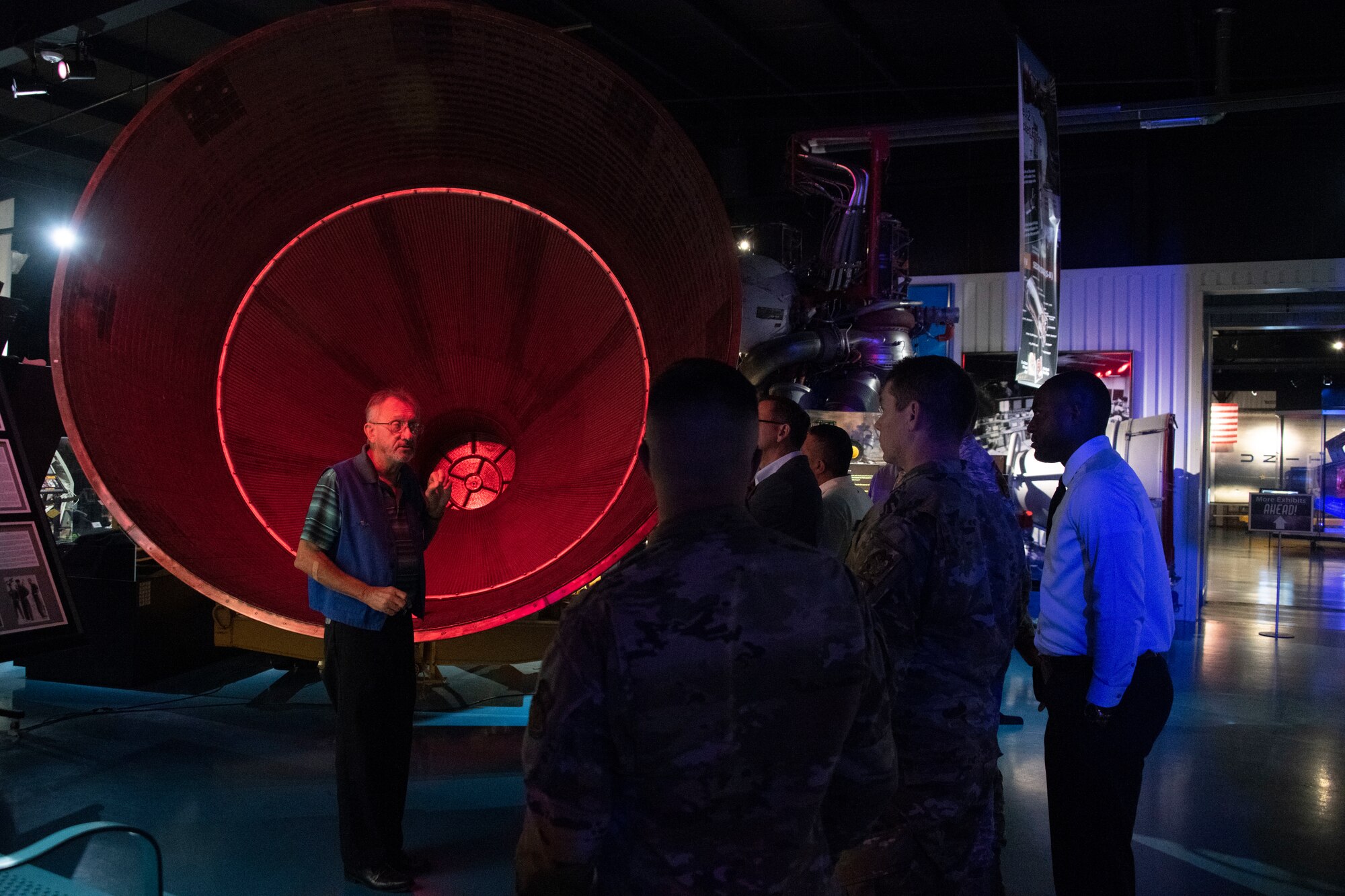 A tour guide at the Stafford Air and Space Museum discusses airpower’s history that helped shaped the country today after the IG Professional Development seminar