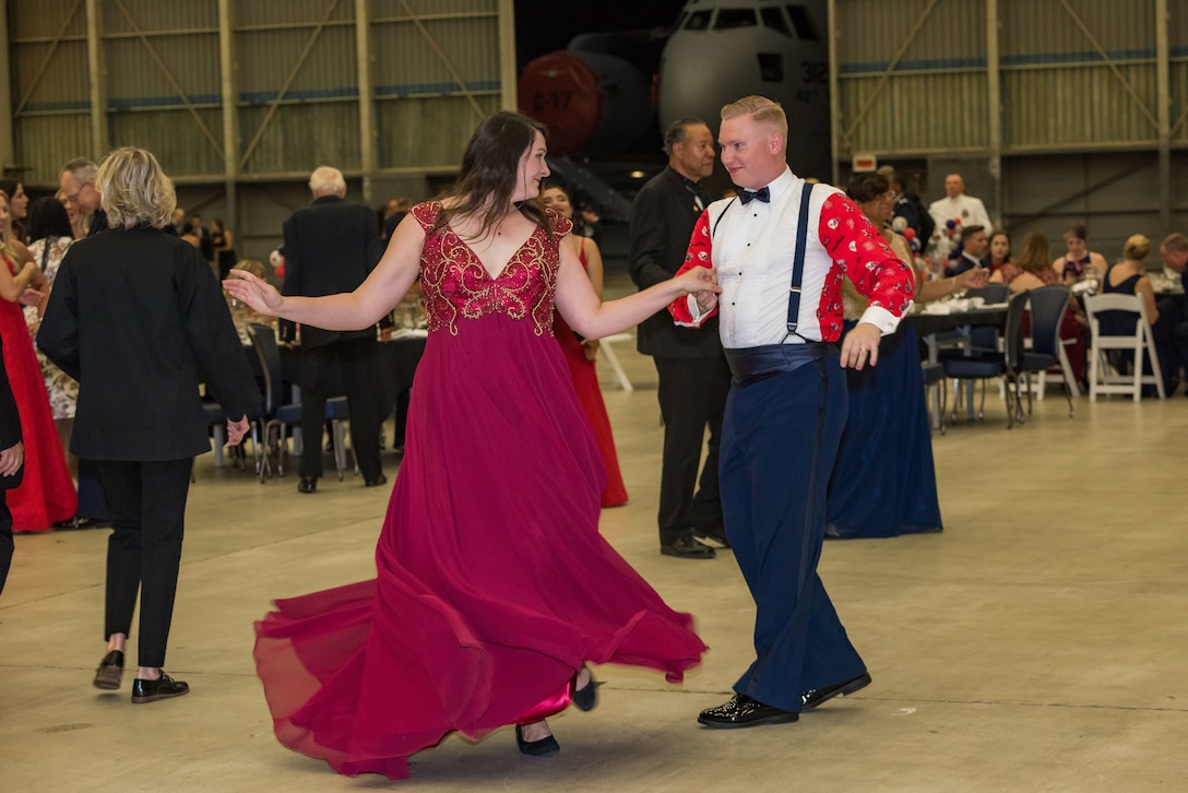 Ball-goers dance during the 2019 Air Force Ball at Edwards Air Force Base, California, Sept. 14. (U.S. Air Force photo by Matt Williams)