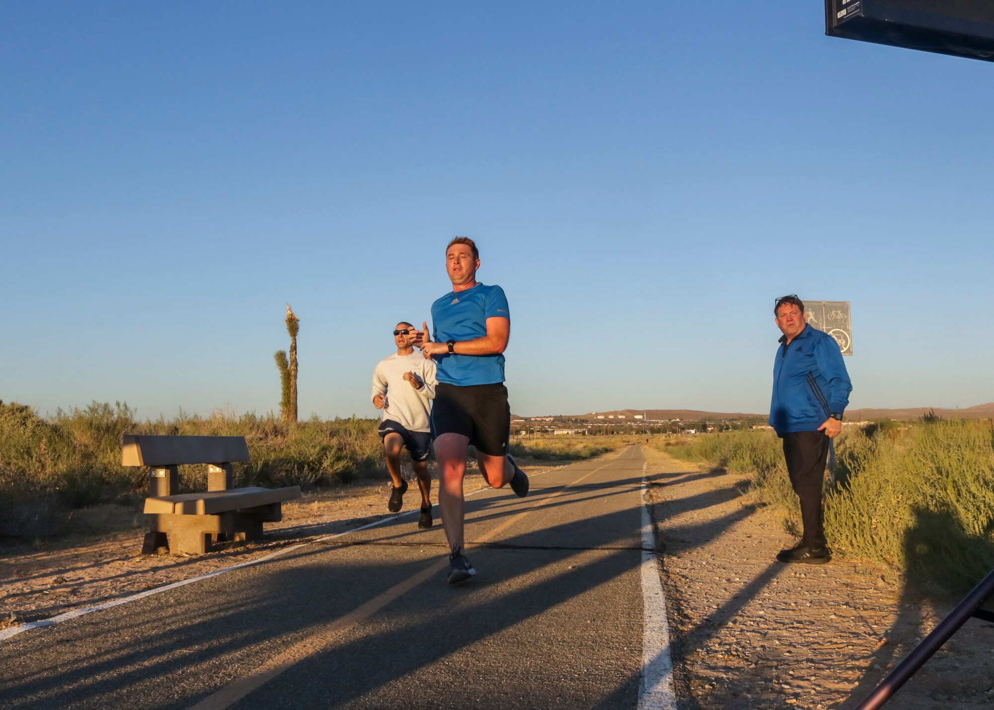 Team Edwards members run the Air Force Birthday 5k Run at Edwards Air Force Base, California, Sept. 18. (U.S. Air Force photo by Giancarlo Casem)