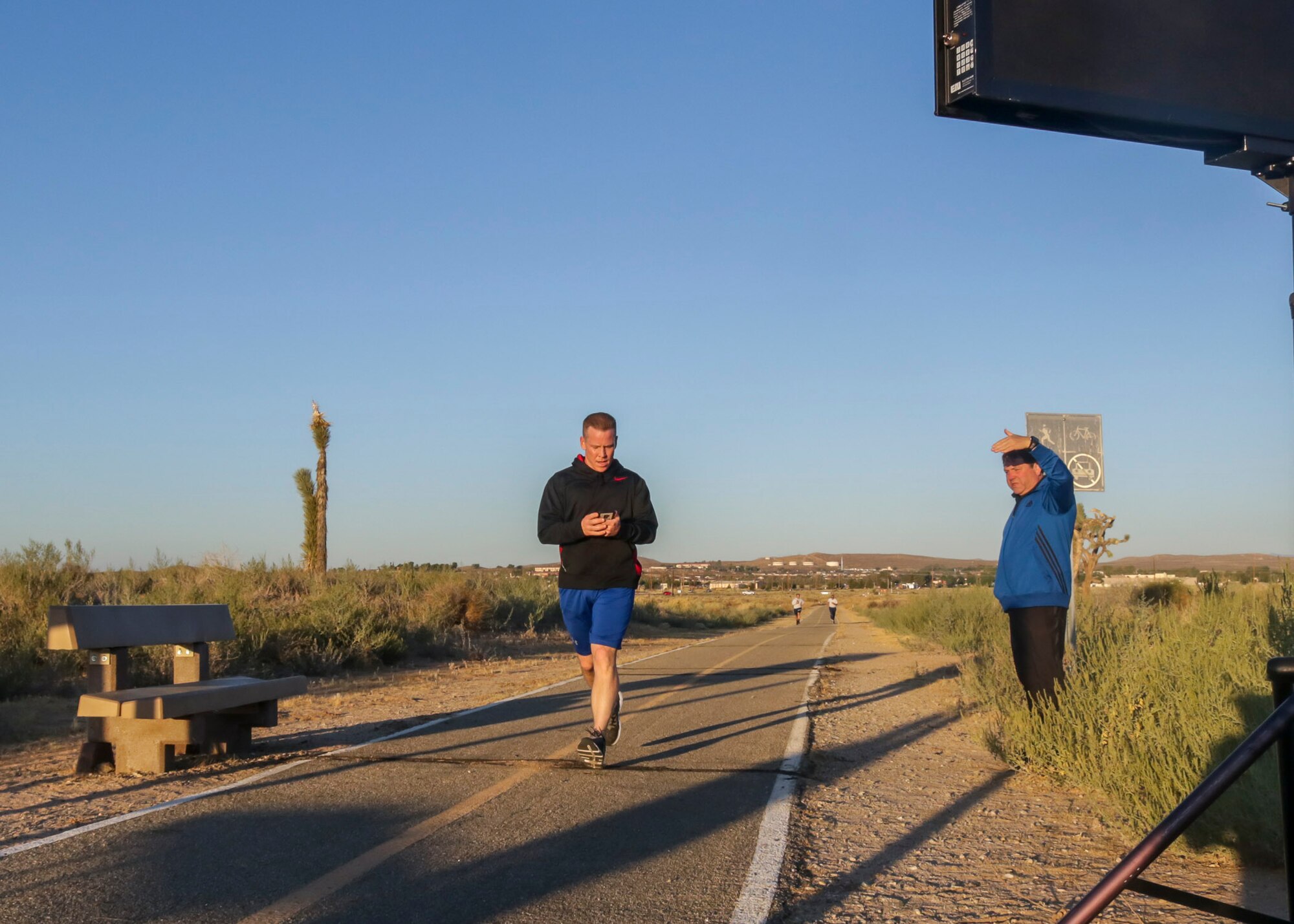Team Edwards members run the Air Force Birthday 5k Run at Edwards Air Force Base, California, Sept. 18. (U.S. Air Force photo by Giancarlo Casem)