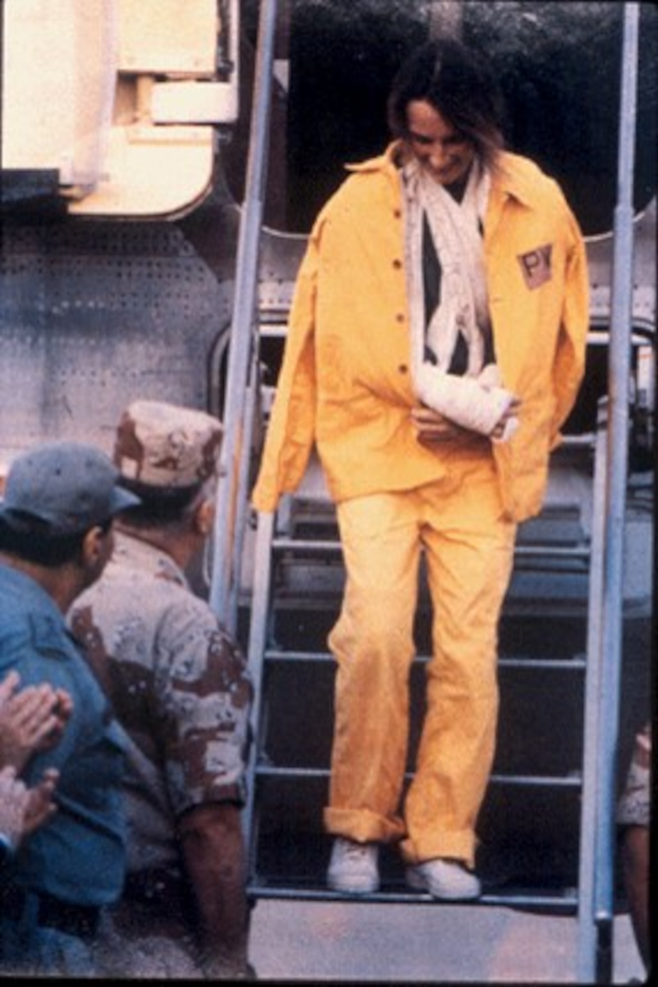 U.S. Army Brig. Gen. Rhonda Cornum is greeted after being rescued. (Courtesy photo)