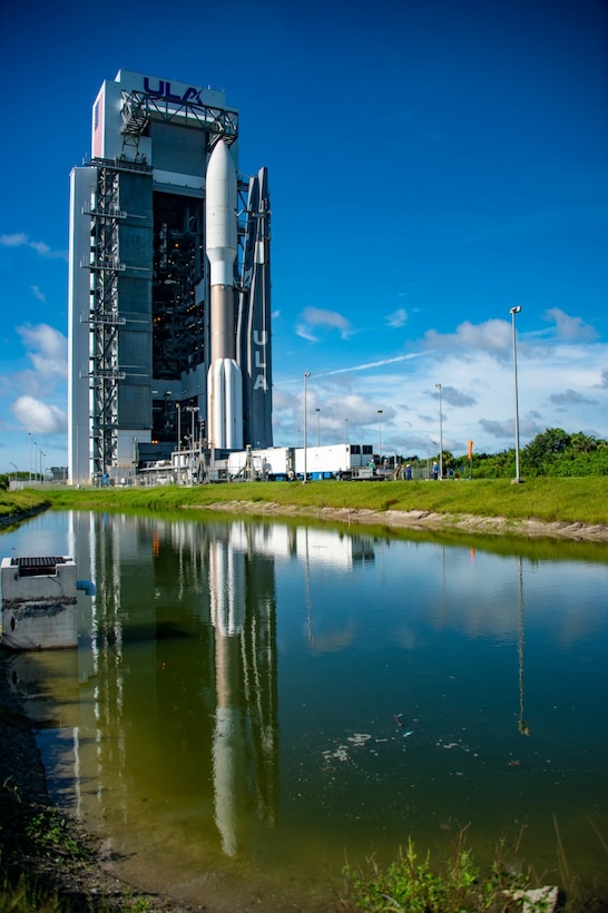 Photo of a satellite about to launch