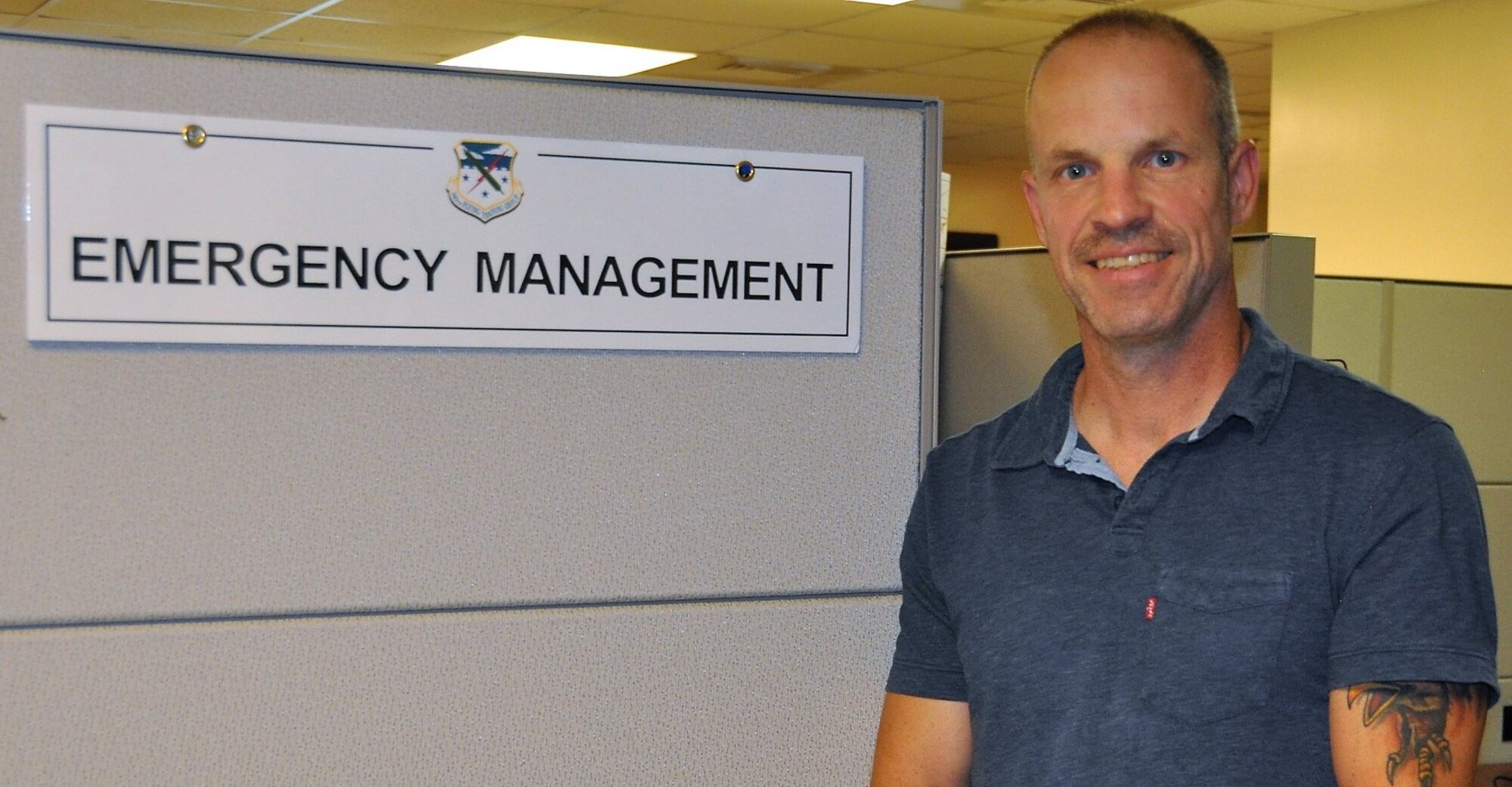 Shane MacDonald, newly hired 340th Flying Training Group Emergency Management Program Manager, held an Aug. 22 recall exercise followed by an active shooter exercise Aug. 28 at Joint Base San Antonio-Randolph, Texas to evaluate the 340th Flying Training Group’s emergency preparedness. (U.S. Air Force photo by Janis El Shabazz)
