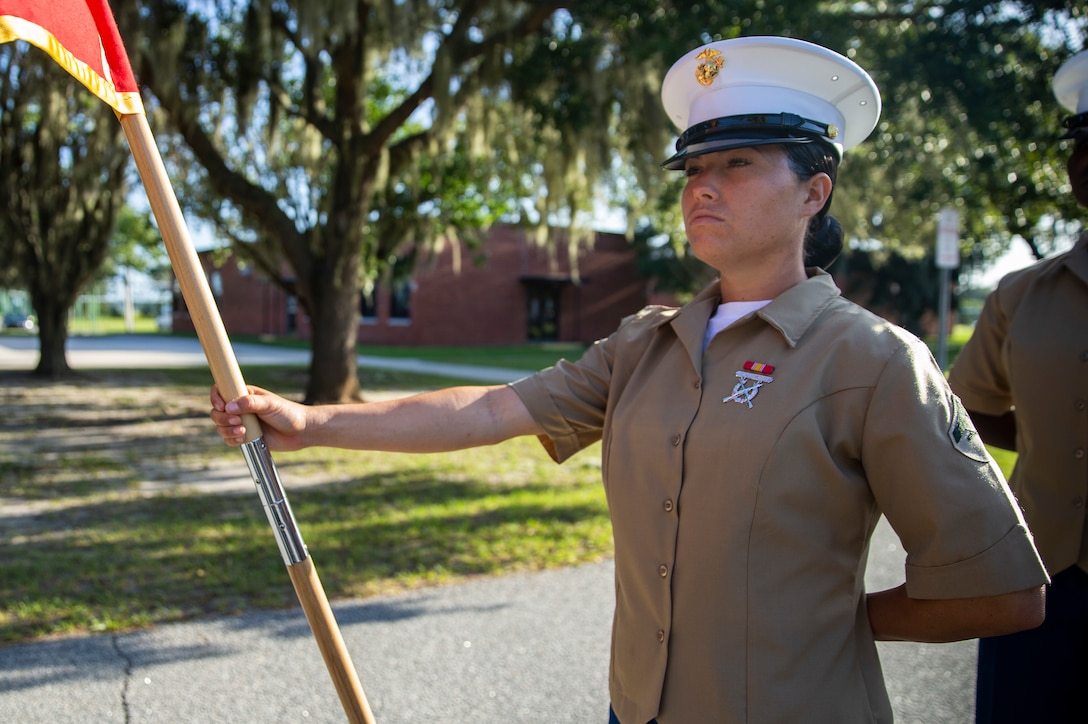 Private First Class Jenna L. Barbee completed Marine Corps recruit training as company honor graduate of Company O, 4th Recruit Training Battalion, aboard Marine Corps Recruit Depot Parris Island, South Carolina, September 20, 2019. Barbee was recruited by Staff Sergeant Jose M. Escribano from Recruiting Substation Port Richey. (U.S. Marine Corps photo by Cpl. Erin Ramsay)