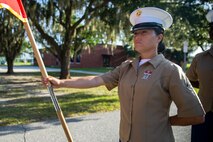 MARINE CORPS RECRUIT DEPOT PARRIS ISLAND, S.C. – A native of Spring Hill, Florida, graduated from Marine Corps recruit training here as company honor graduate of Company O, 4th Recruit Training Battalion, September 20, 2019.

Pfc. Jenna Barbee earned this distinction over 13 weeks of training by outperforming 96 other recruits during a series of training events designed to test recruits’ basic Marine Corps skills.
These training events covered customs and courtesies, drill and ceremonies, marksmanship, physical fitness, military history, and a variety of other subjects.
“My favorite part of recruit training is everyone giving their very best at all times,” said Barbee.
After enjoying the 10 days of leave allotted to graduates of recruit training, Barbee will continue to build foundational Marine Corps skills at the School of Infantry, Camp Geiger, North Carolina.