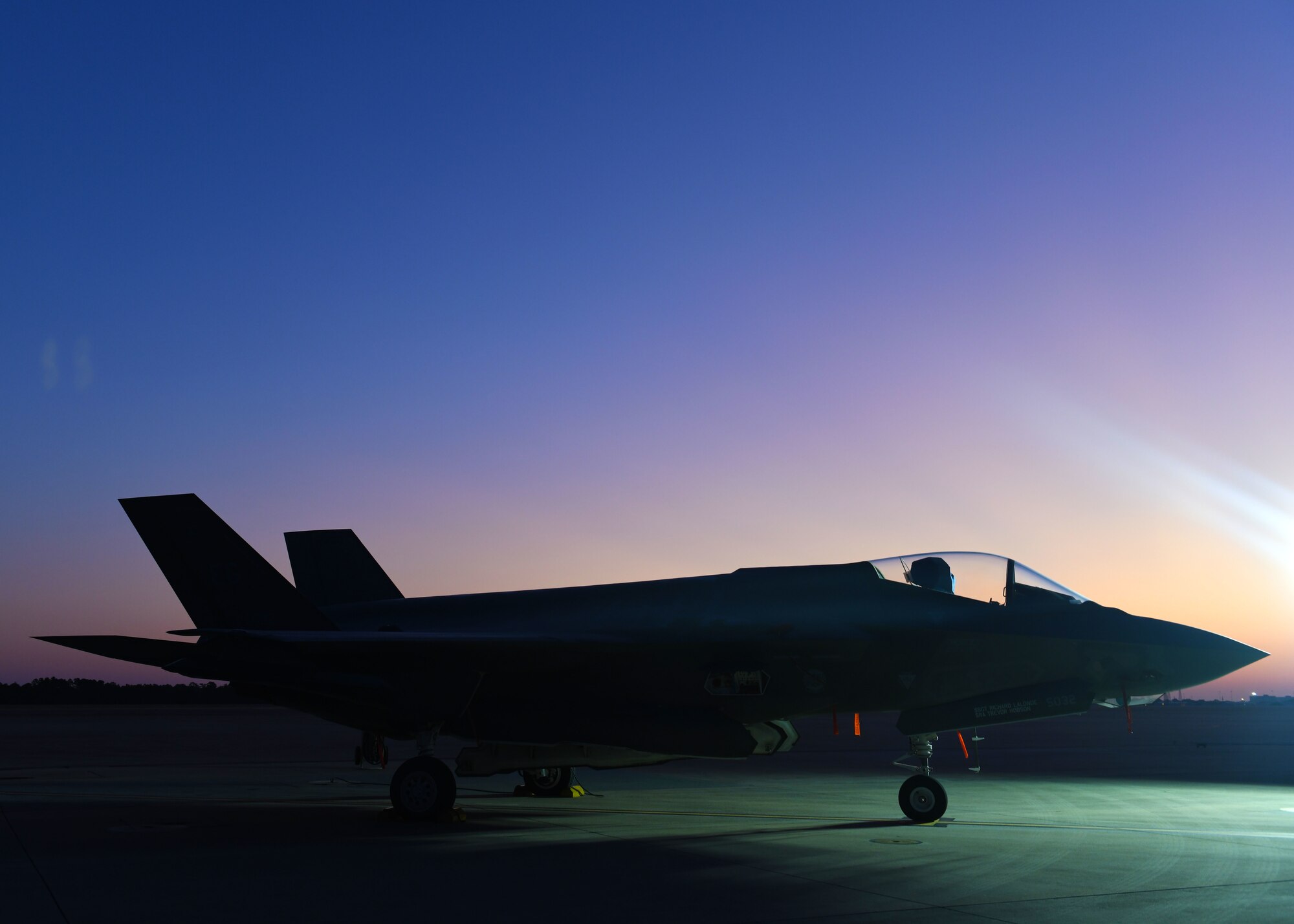 F-35A Lightning II sits on the flightline