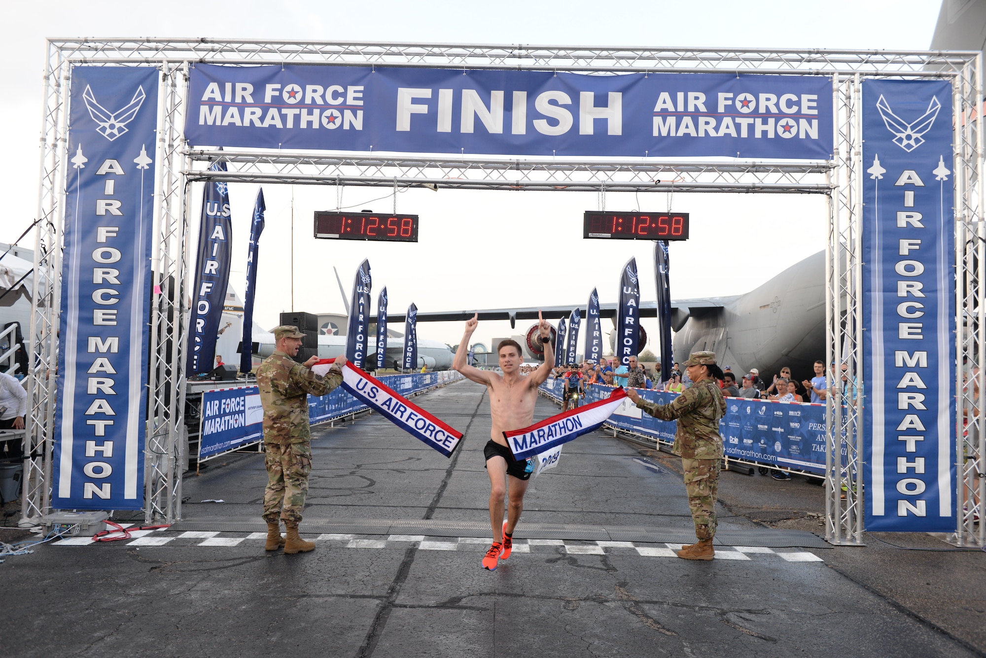 Jason Salyer of Columbus won the Men's Half Marathon with a time of 1:12:56. (U.S. Air Force photo/Wesley Farnsworth)