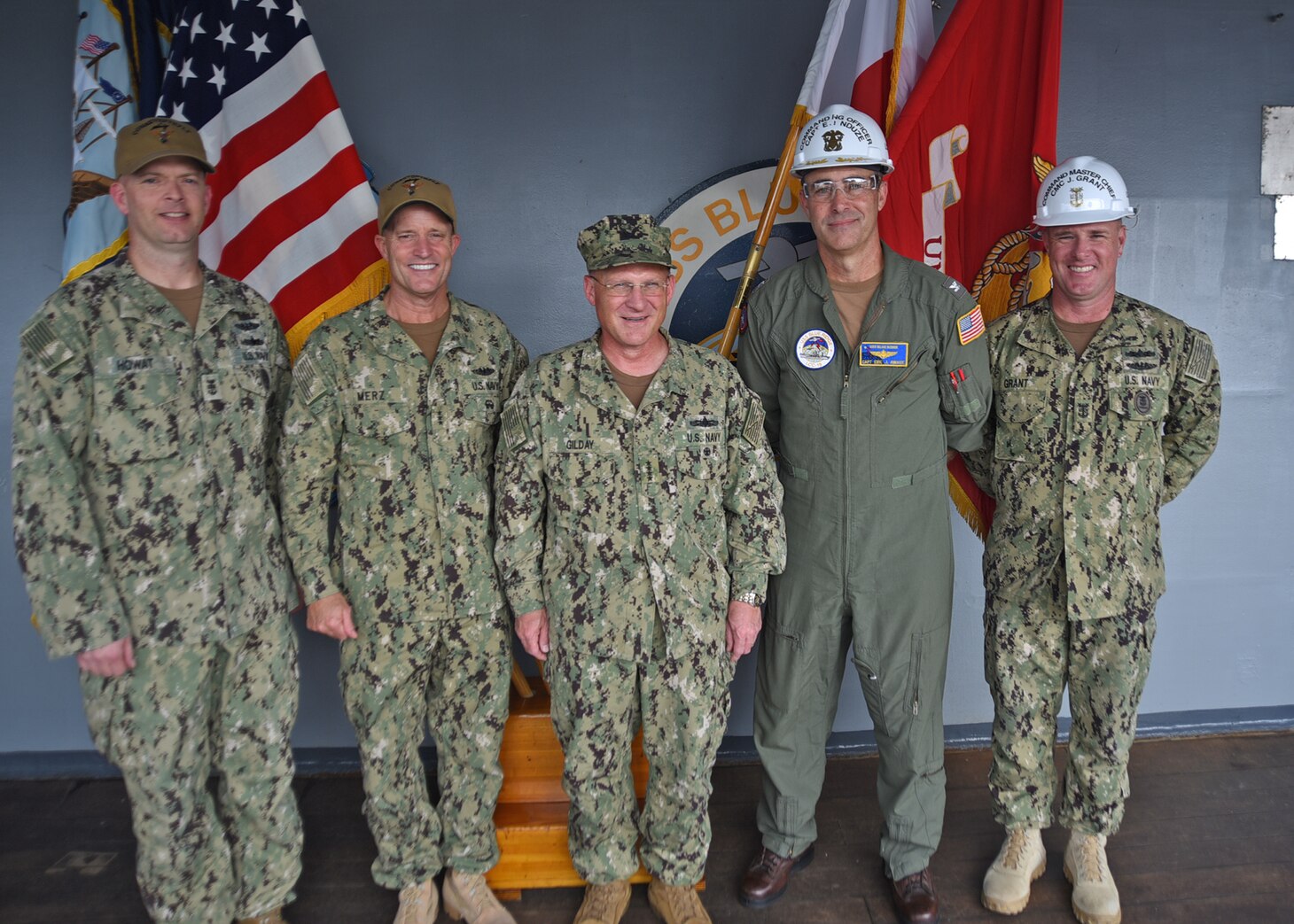 YOKOSUKA, Japan (September 23, 2019) - Chief of Naval Operations Adm. Mike Gilday poses for a photo aboard U.S. 7th Fleet flagship USS Blue Ridge (LCC 19). Blue Ridge is the oldest operational ship in the Navy and, as 7th Fleet command ship, actively works to foster relationships with allies and partners in the Indo-Pacific Region.