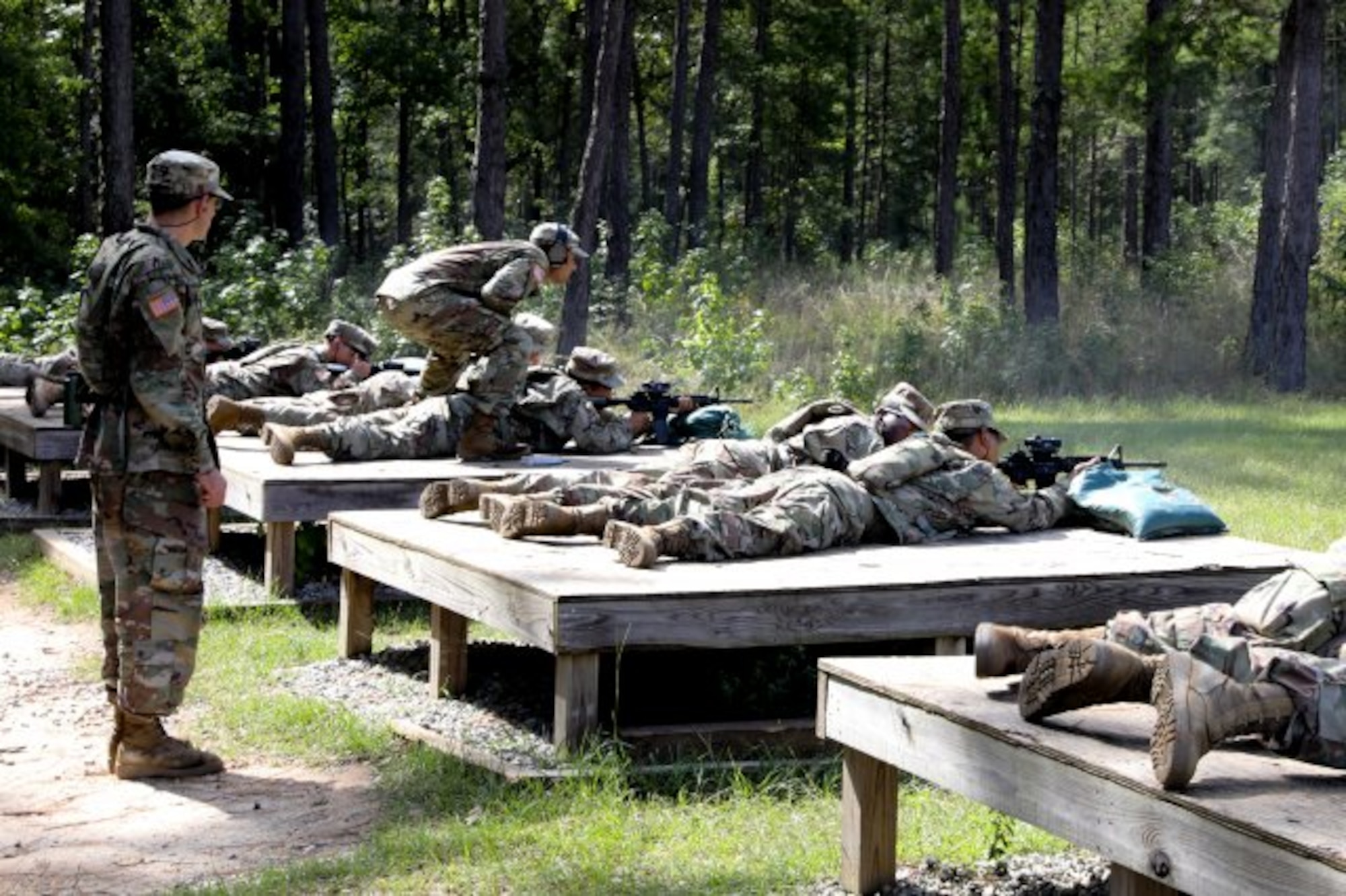 Soldiers with C Troop, 2nd Squadron, 15th Cavalry Regiment, a one station unit training for cavalry scouts with the Maneuver Center of Excellence, zero their M4 carbines at Soto Range on Fort Benning, Ga., Aug. 21.