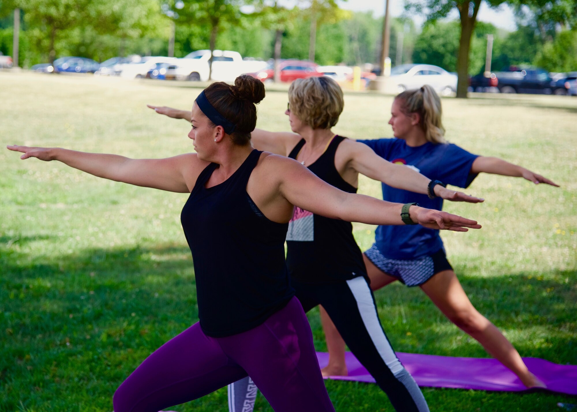Airmen of the 174th Attack Wing participate in a weekly yoga class. Classes are intended to present an alternative way for 174th members to build both mental and physical strength. (Photo by New York Air National Guard Staff Sgt. Duane Morgan)